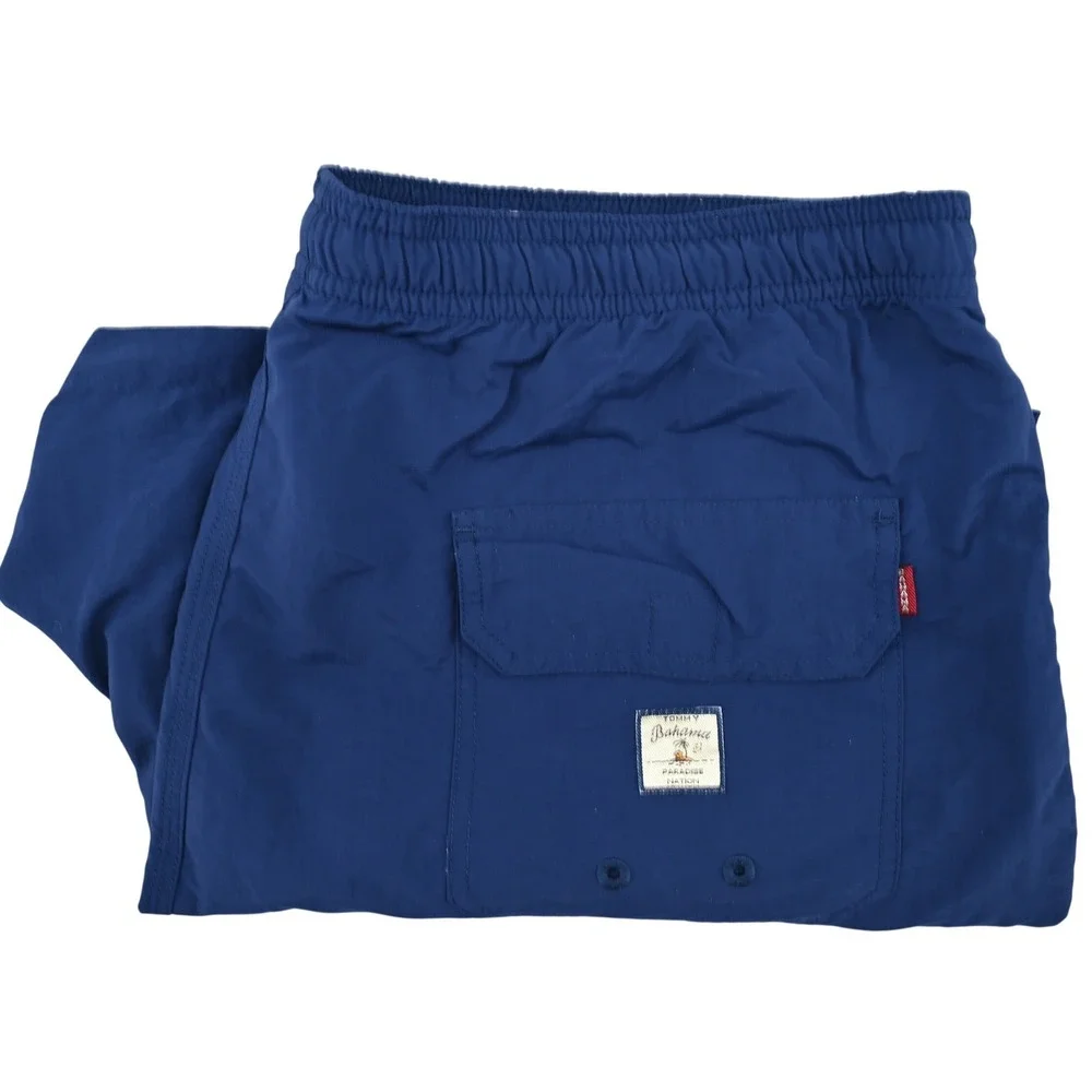Tommy Bahama Relax Swim Trunks Mens L Navy Blue Nylon Mesh Lined Cargo Paradise